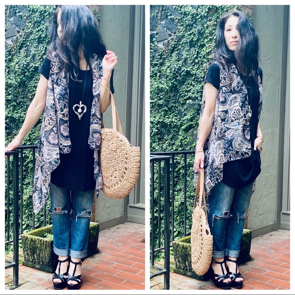 ✨LAST ONE✨Floral print open waterfall vest - Picture 8 of 11